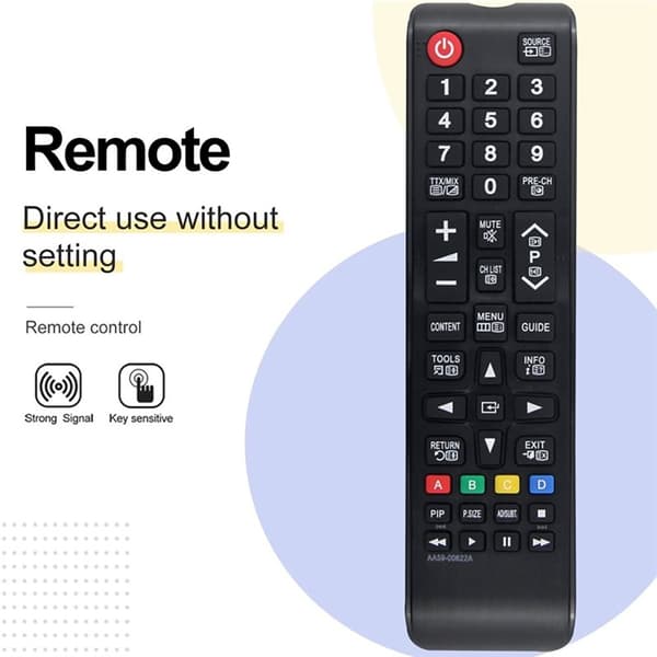 TV fjernkontroll Erstatning for AA59-00622A For Samsung TV Black