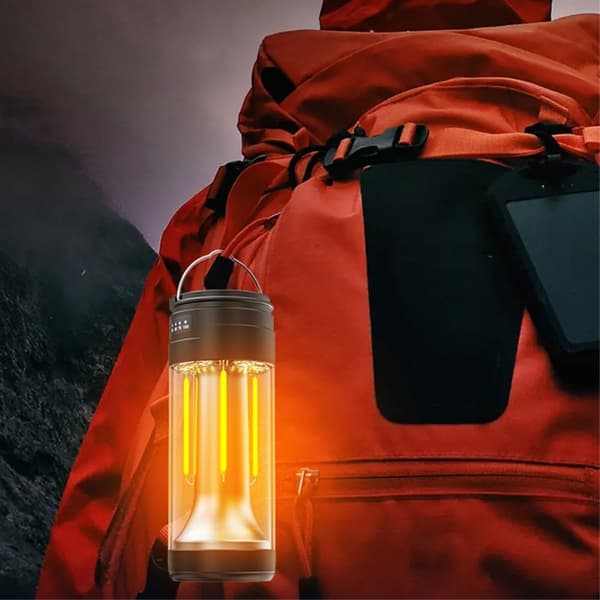 3-i-1 Lampe Camping Dobbel lyskilde Oppladbar Orange