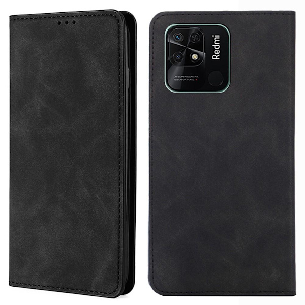 Til Xiaomi Redmi 10C Cover tegnebog - Sort Black