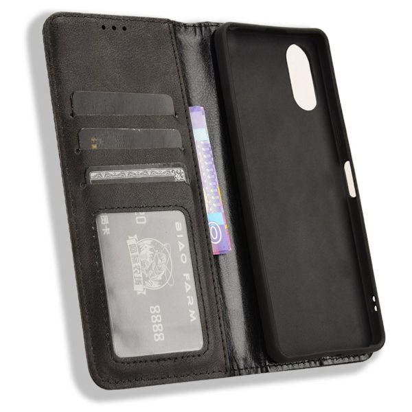 Wallet Stand Flip-telefonetui til Xperia 10 VI - Sort Black