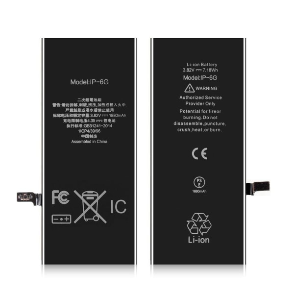 Apple iPhone 6 IPARTSEXPERT 1880mAh batteri FCC/CE/Rosh certific Black