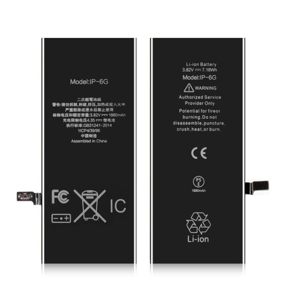 Apple iPhone 6 IPARTSEXPERT Batteri 1880mA FCC/CE/Rosh-sertifisert Black