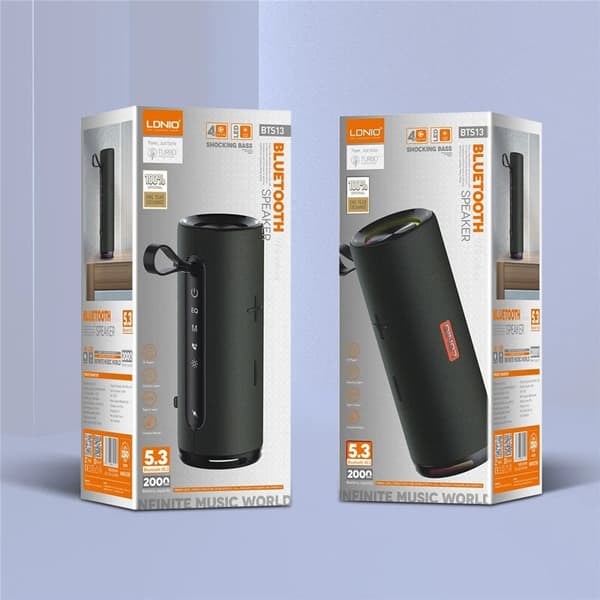LDNIO BTS13 Bluetooth 5.3-høyttaler, 2000 mAh, RGB-stemningsbelysning, bass-stereo Black