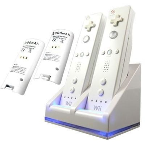 Kompatibel med Wii ladestativ Bluelight ladestasjon White