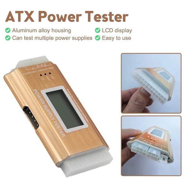 LCD Display ATX Power Tester Desktop Computer Power Test Tool Gold