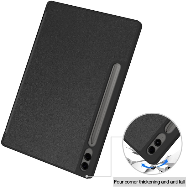 Kolmen taittotelineen älykotelo Samsung Galaxy Tab S10+ (S10 Plus) -puhelimelle Black