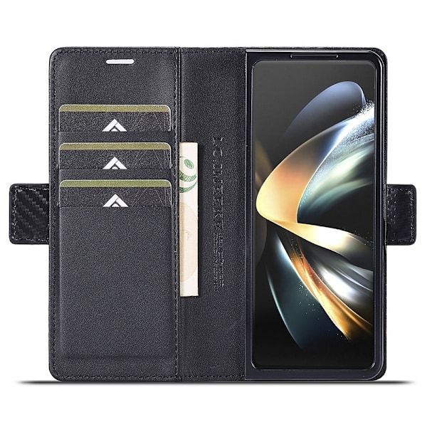 LC.IMEEKE Samsung Galaxy Z Fold6 5G -suojakuori hiilikuitutekstuurilla ja magneettisulkimella Black