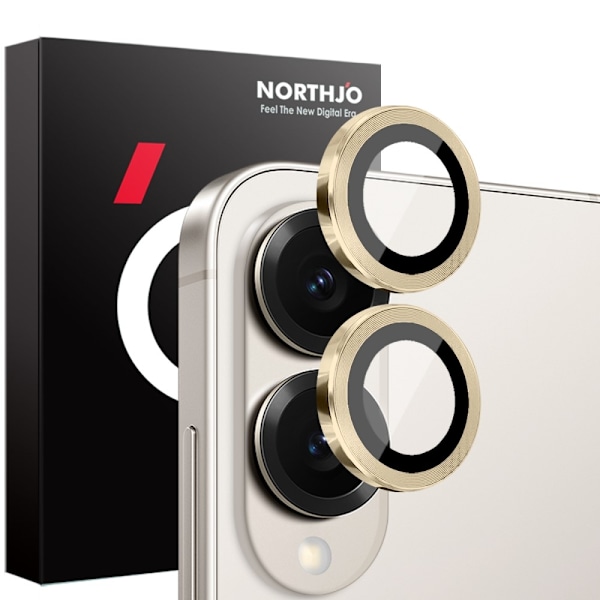 NORTHJO för Samsung Galaxy S25 Edge Härdat Glas Kameralinsskydd Guld