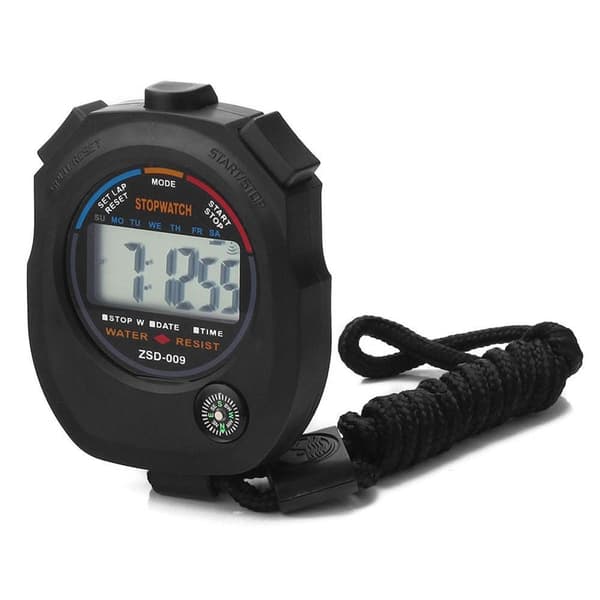 Sportstimer digitalt stopur Dato Tidsalarm Black
