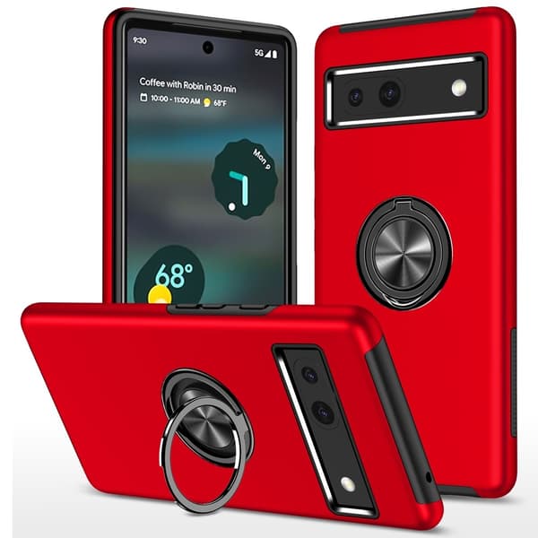 Hybrid-etui med fingerreim og kickstand for Google Pixel 8a Red