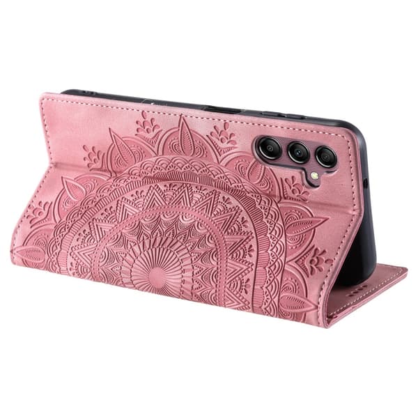 For Samsung Galaxy S25 Lommebok Deksel Shell Mandala Blomstermønster Pink