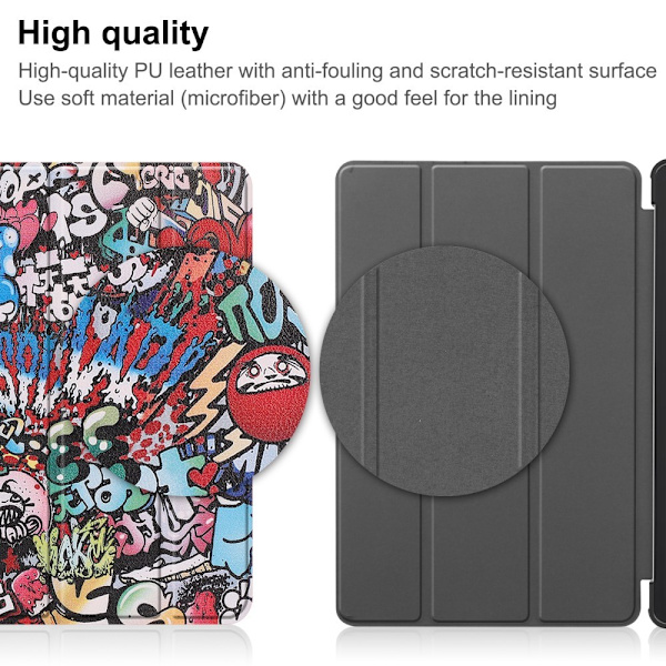 Trefoldet Stativdeksel for Lenovo Tab M9 - Graffiti Multicolor