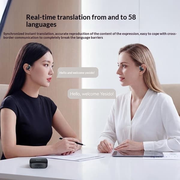 YESIDO Oversettelsesheadset – Bluetooth AI-oversettelse (Open-Ear) – Svart Black