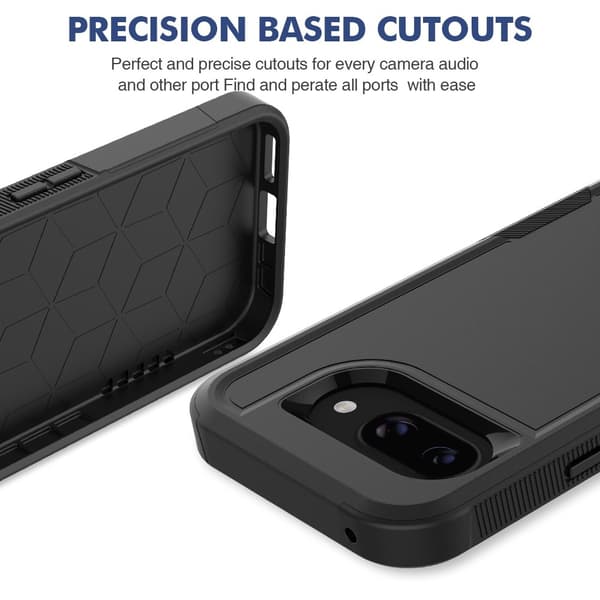 För Google Pixel 9a Skal 2 i 1 PC + TPU Stötsäkert Mobilskal Svart Svart