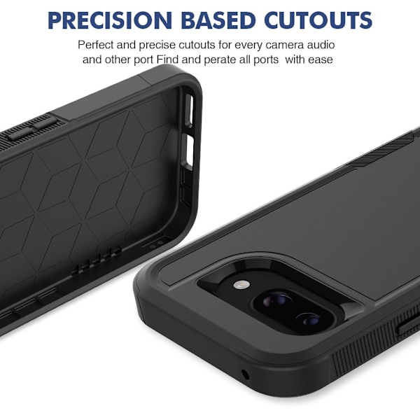 Til Google Pixel 9a Etui 2 i 1 PC + TPU Stødsikkert Cover Sort Black