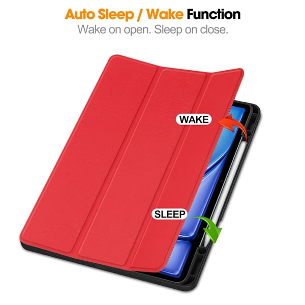 Till iPad Air 13 (2024) Slim fit tri-fold fodral Pennfack - Röd Röd