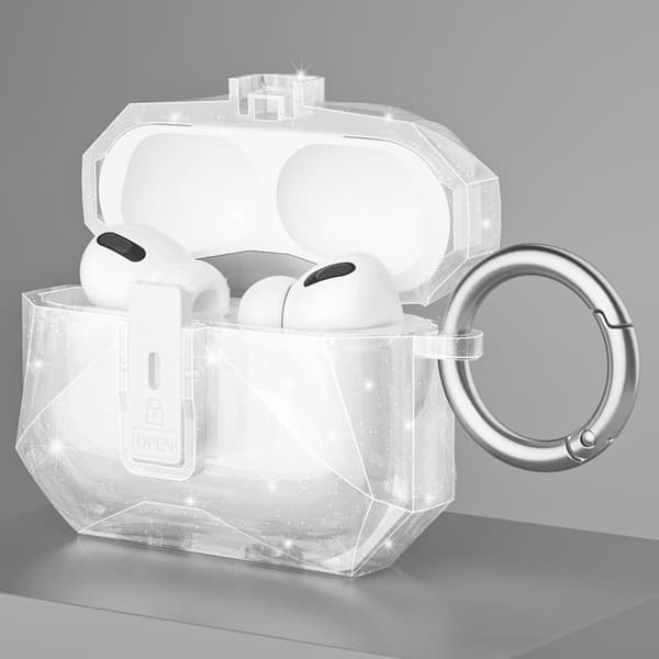 COTECI Til AirPods Pro 3 Beskyttende Etui Med Metalkrog - Glitter White