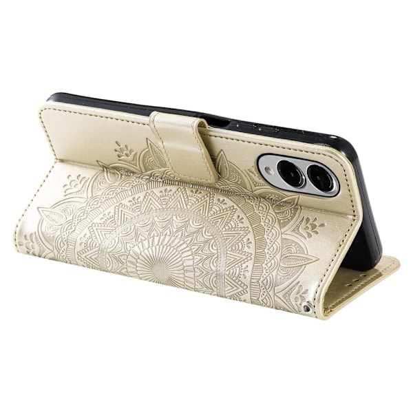 Til Samsung Galaxy S25 Edge tegnebogscover Cover Shell Mandala Blomstermønster Gold