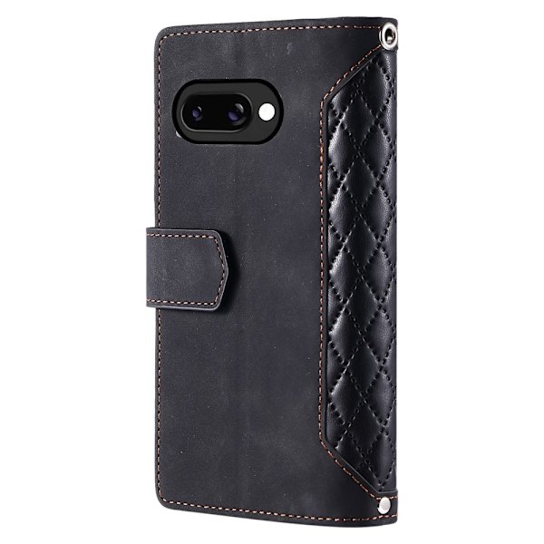 Til Google Pixel 10a Pungcover PU-læder Diamantmønster med Håndledsrem - Sort Black