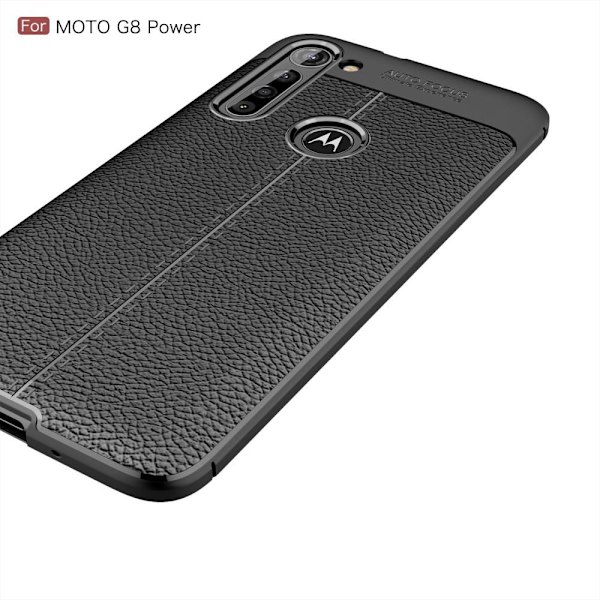 Litchi Texture Soft TPU Case for Motorola Moto G8 Power  - Black Black