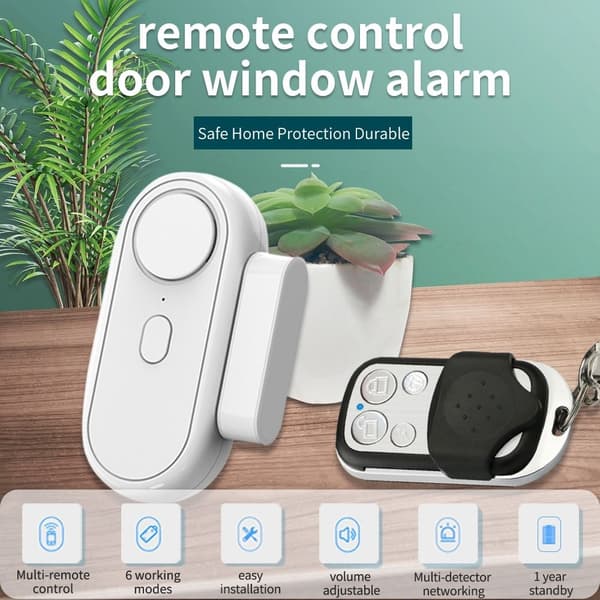 Alarm Door Sensor High Decibel Window Doors Anti-theft System with Remote Control White