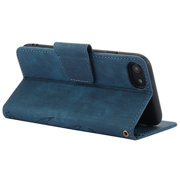 Til iPhone 17e / 16e Etui Sommerfugl Blomst Ridsefast Telefoncover Blue