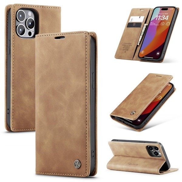 CASEME Retro lompakkokotelo iPhone 16 Pro Brown