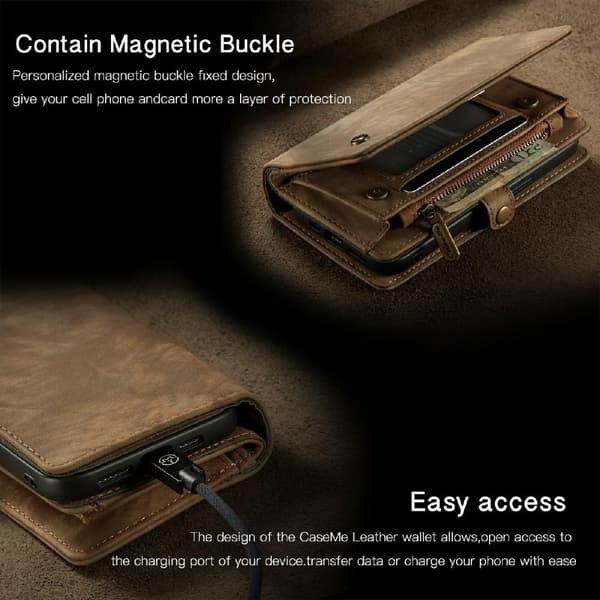 CASEME iPhone 13 Pro 2 - in - 1 Wallet Phone Shell - Brun Brown