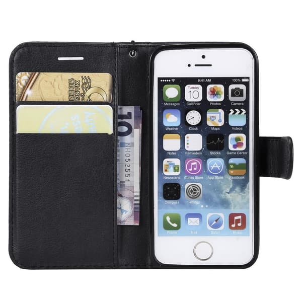 Iphone SE/5s/5 Lommebok - deksel SVART Black