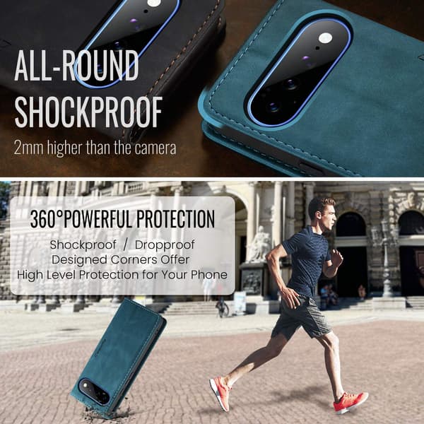 CASEME Plånboksfodral med Stativ till Google Pixel 11 Pro XL Blå