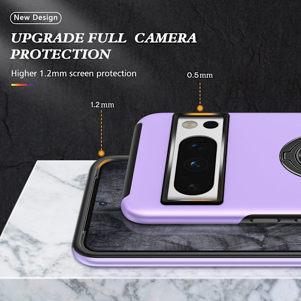 Til Google Pixel 8 Pro Fingerring Kickstand Hybrid Taske Purple