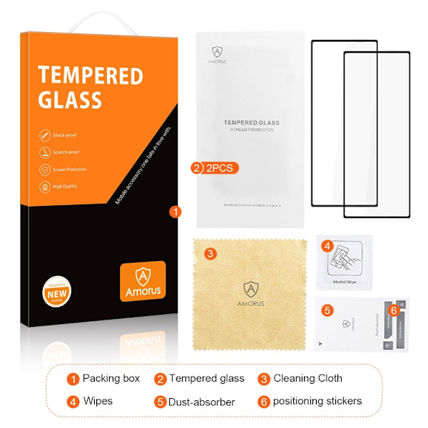 AMORUS till Samsung Galaxy Z Fold6 Härdat glas skärmskydd 2-Pack Transparent