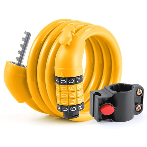 Cykellås Lås Kabel 5-siffrig kombination monteringsfäste - Orange Orange