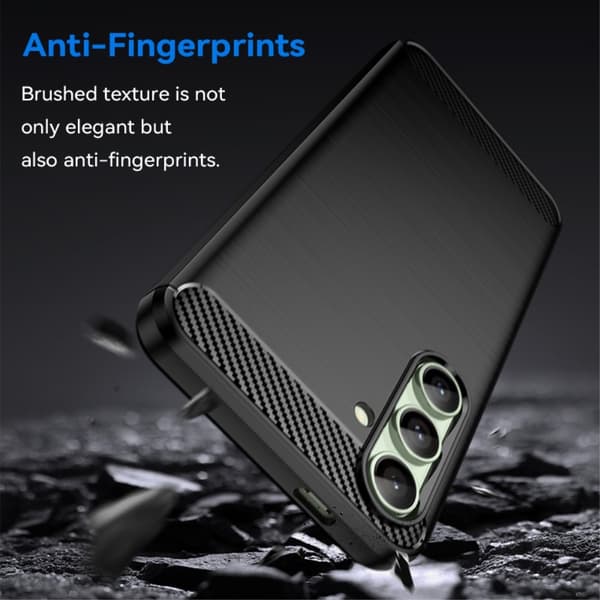 Mobildeksel for Samsung Galaxy S24 FE, TPU med karbonfibertekstur Black