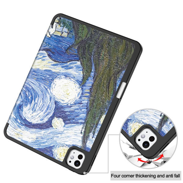 Till iPad Pro 11 (2024) Slim fit tri-fold fodral Pennfack - Painting multifärg