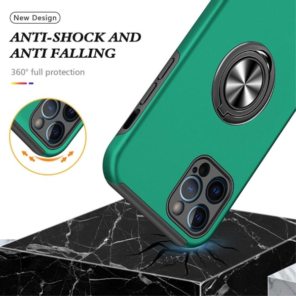 iPhone 14 Pro Max Fingerring Kickstand Hybrid Taske - Grøn Green