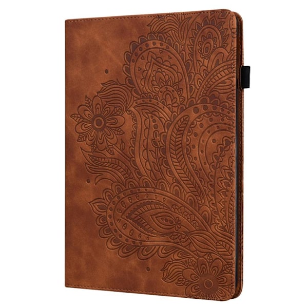 Til iPad 10.9 (2022) Tabletetui Cover Blomsterprægning - Brun Brown