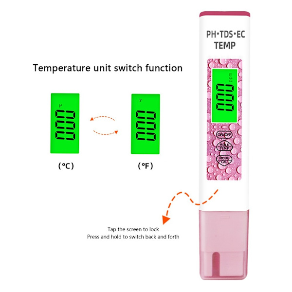 4-i-1 test for vandkvalitet PH TDS EC TEMP testpen White