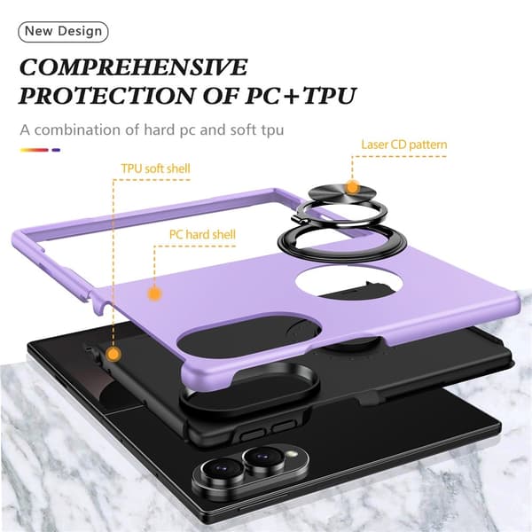 Hybridtelefoncover med ringholder til Samsung Galaxy Z Fold8 Purple