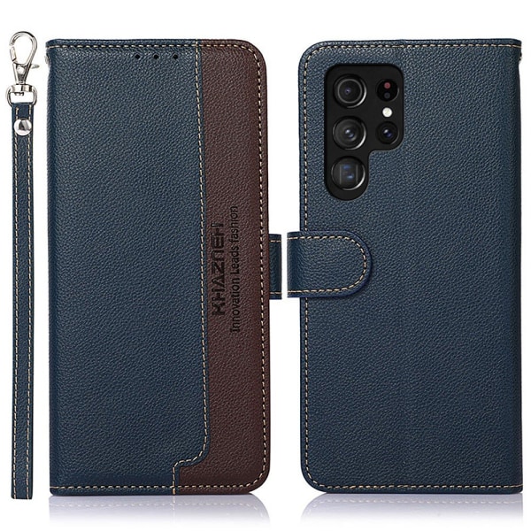 KHAZNEH Plånboksfodral till Samsung Galaxy S24 Ultra - Blå/Brun Blå