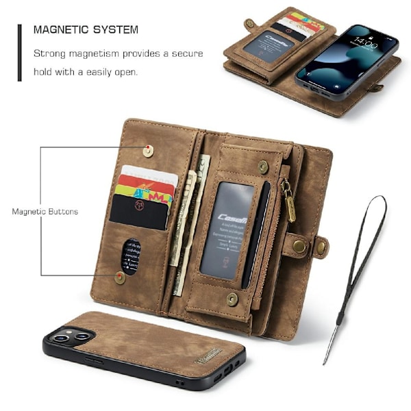 CASEME iPhone 13 Mini Retro plånboksfodral - Brun Brun