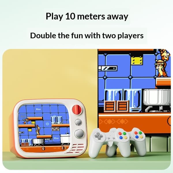 H7 3,5 tommer IPS-skærm Retro Mini TV-spilkonsol med dobbelt trådløs controller Red
