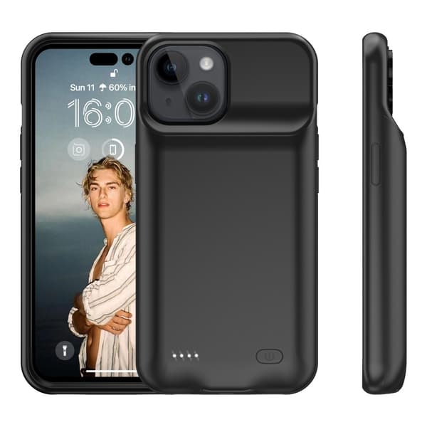 Ladattava akkukotelo iPhone 15 Plus 8500 mAh:lle Black