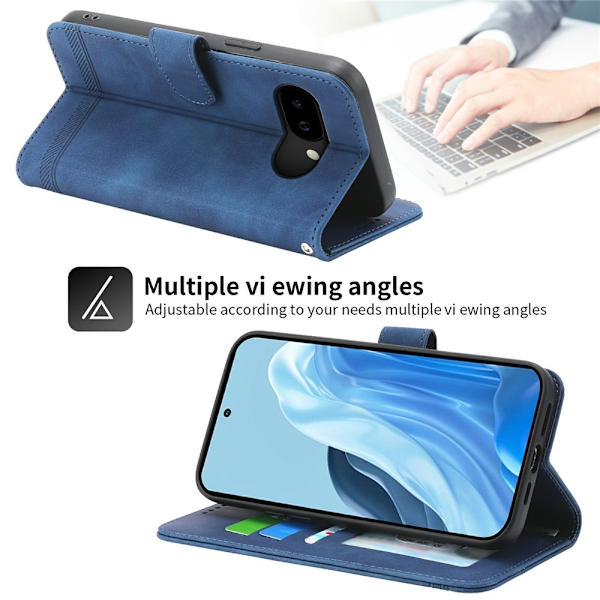 DIERFENG Til Google Pixel 10a Pungcover med Stander og Håndledsrem Blue