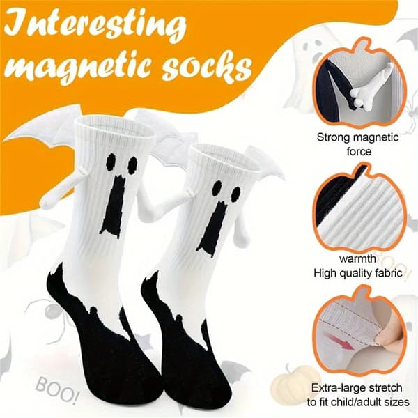 2 par morsomme Halloween-sokker med magneter Multicolor