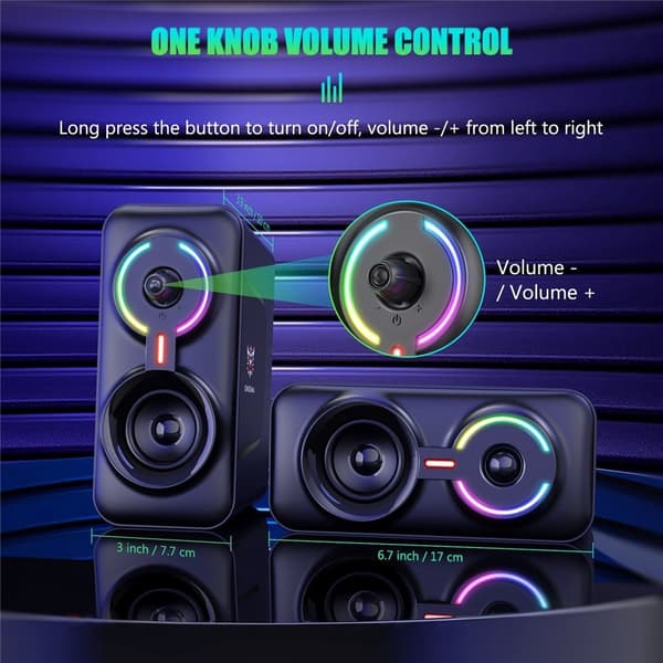 ONIKUMA USB-kablet højttaler computerhøjttaler 3D stereolyd RGB-lys Black
