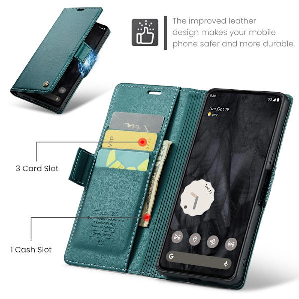 CASEME Retro Lompakkokotelo Pixel 8 Pro Green