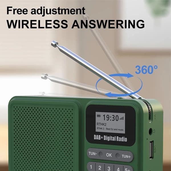 Solcelledrevet genopladelig DAB/FM-radio understøtter Bluetooth-forbindelse Green