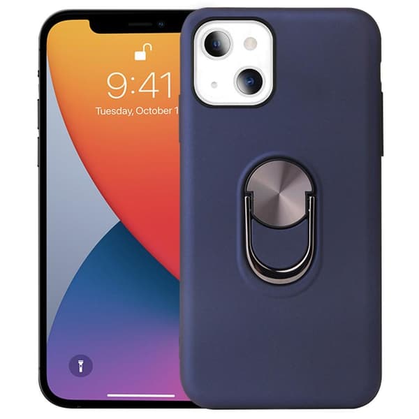 Till iPhone 13 Mini Hybrid skal med Finger Ring - Mörk Blå Blå