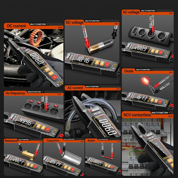 U-formad digital multimeter DC / AC Spänning Strömresistans kondensatortestare Svart